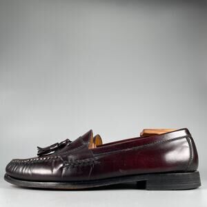 Cole Haan City Mens Size 9.5 D Burgundy Leather Slip On Tassel Loafer Dress Shoe